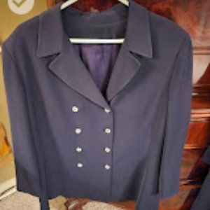 Liz Claiborne Collection Double Breasted Size 16 Navy 3-Piece Gabardine Suit